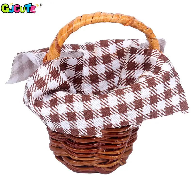 1Set Dollhouse Miniature Fabric Honey Bread Picnic Basket Kitchen Model Camping Scene Decor Toy Doll House Accessories 5