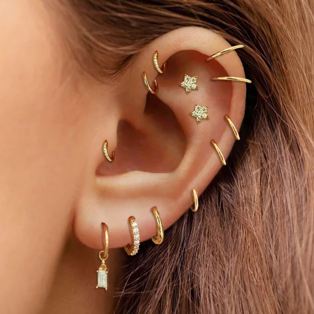 Beautiful jewelry for helix and tragus piercings with a beautiful star