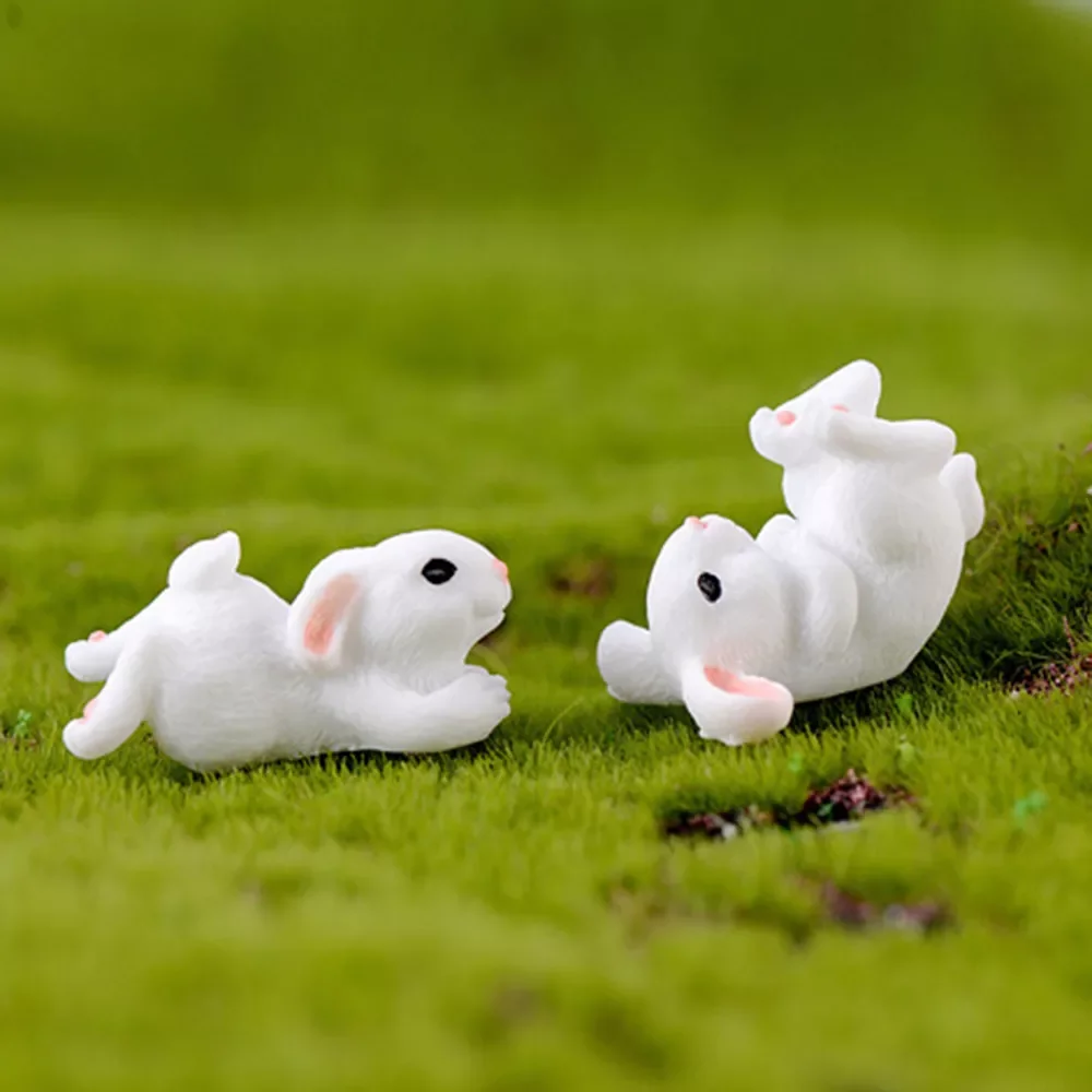 

Cute Resin Bunny Ornament Home Miniature Landscape Decoration Mini Bunny Miniature Figurines Home Decoration Easter Decoration