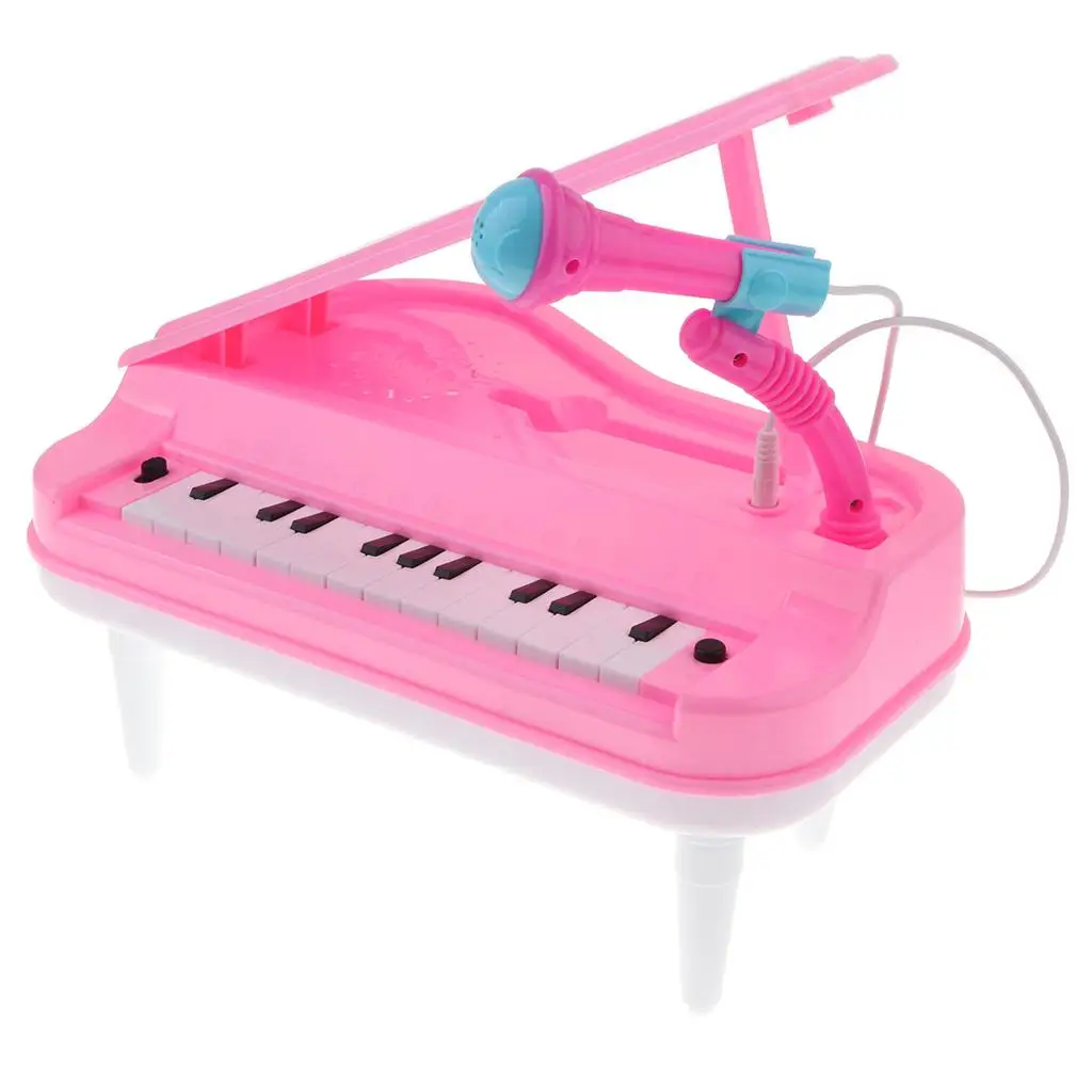 PIANO INFANTIL ELETRÔNICO C/ MICROFONE E EFEITOS DE DJ (ROSA E AZUL)