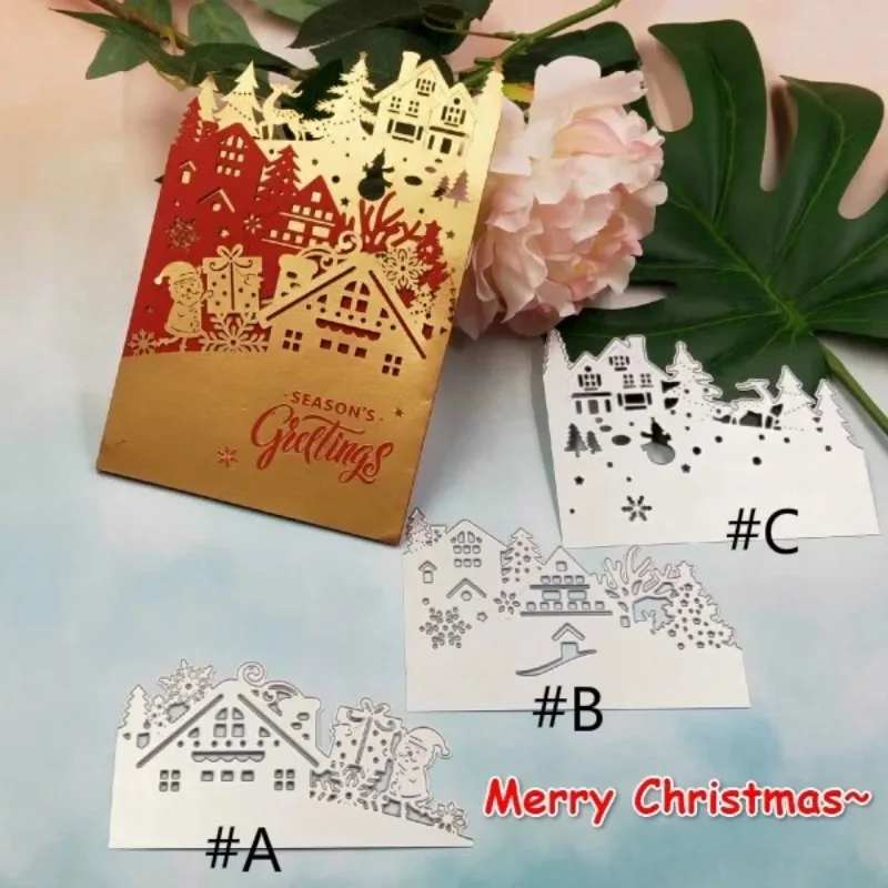 Christmas DIY Arts and Crafts Card Decoration House Tree Snowman Santa Claus Cutting Die