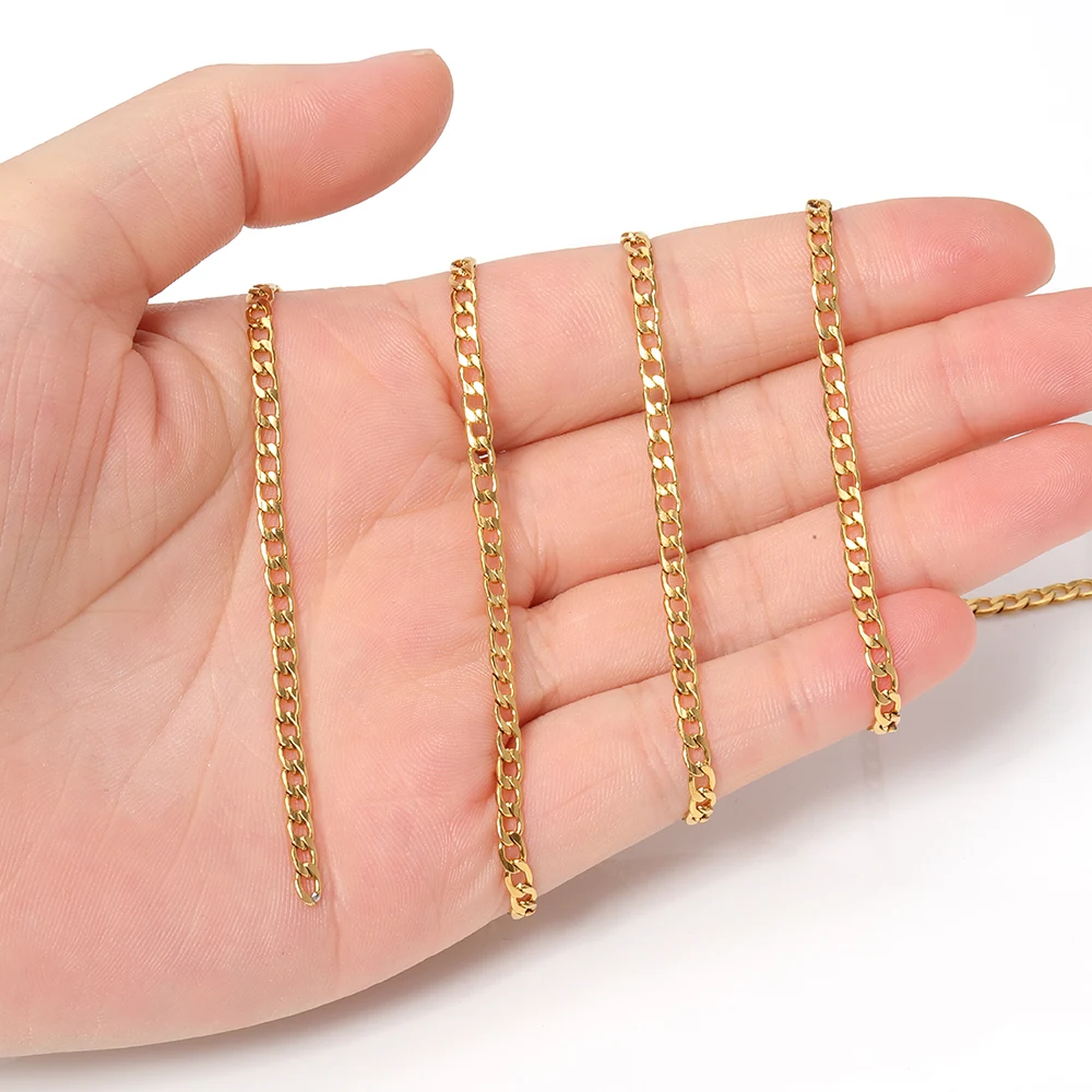 1 Meter 2 Meter 3–7 mm kubanische Gliederketten aus Edelstahl für DIY Halskette Armband Fußkettchen Schmuckherstellung Zubehör – Detail 9