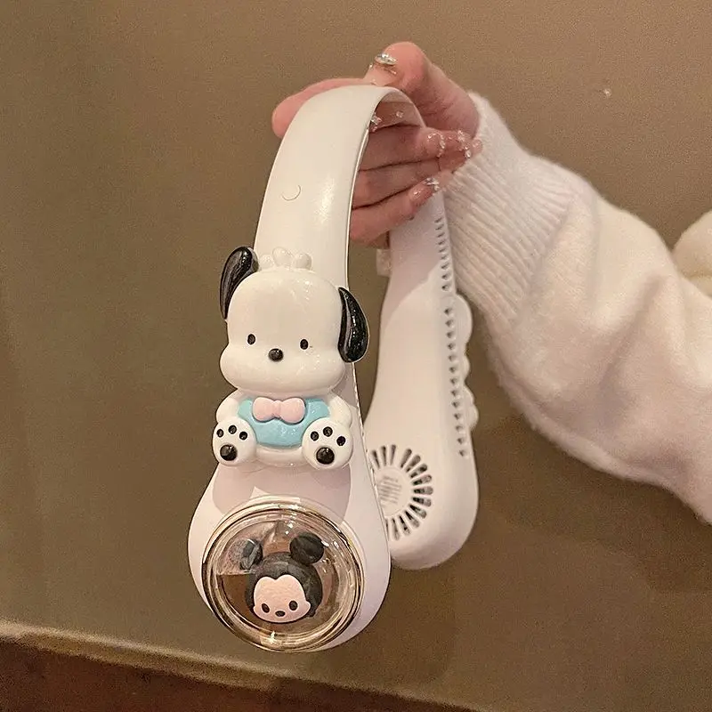 

Kawaii Sanrio Pochacco Fan Usb Charge Summer Cartoon New Cute Halter Fashion Portable Strong Silent Wind Mini Neck Fans Gifts