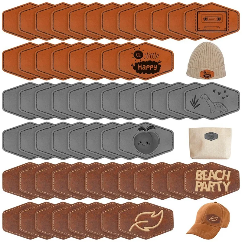 

60 шт., 3X2 дюйма, пластыри для шляп из искусственной кожи