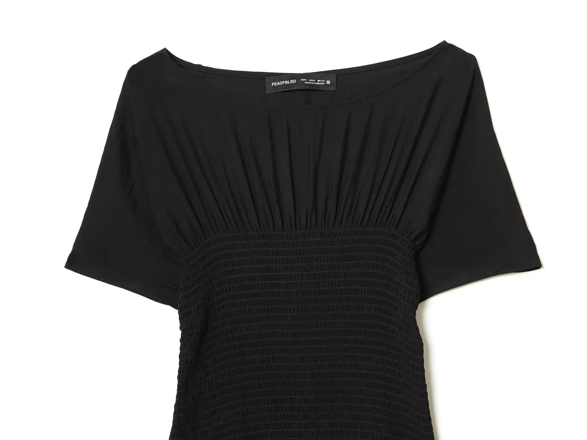 HH Damenmode Kurzarm-Rundhalskleid mit Einfarbiger Taille und Plissee-Verzierung Langes Kleid Frühling Retro Vielseitiges Midi-Kleid – Detail 4