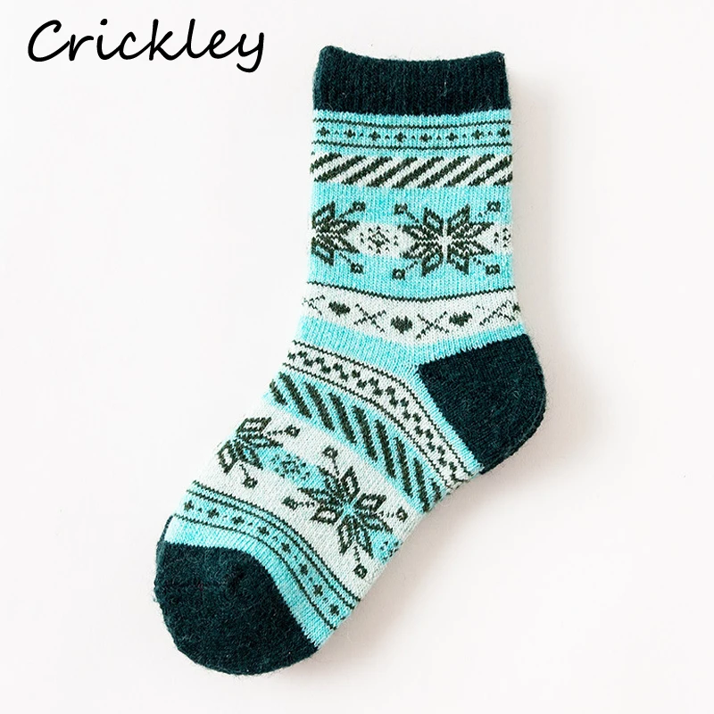 Children Winter Wool Socks Fair Isle Jacquard Weave Pattern Socks for Boys Girls Thickening Keep Warm Breathable