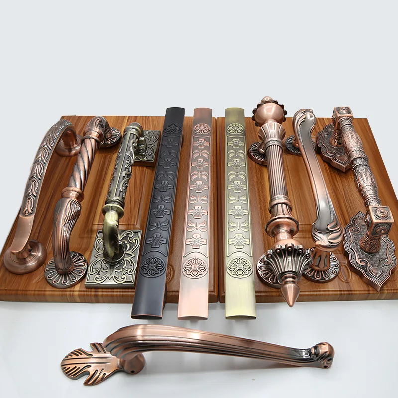 

European-style Antique copper-wood Door big handle Luxury villa Pair door Retro big handle Apartment hotel door Handle