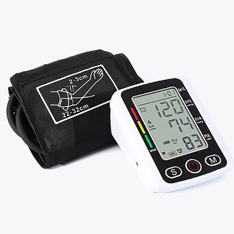 Digital Arm Blood Pressure Test Kit Cuff Sensor Monitor BP Automatic Pressure Tonometer Tensiometer Heart Rate Pulse Meter