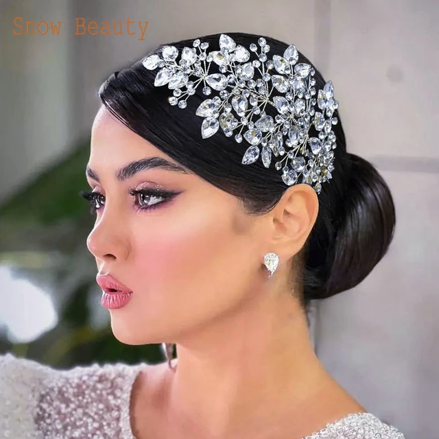Fermagli Capelli Sposa Cristallo Strass - Barrette Eleganti Blu Per Donne E Ragazze - Foto 8