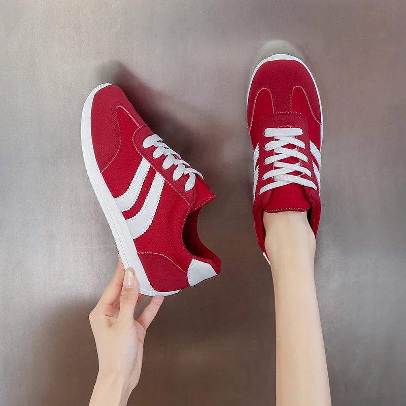 Frühling Neue Lace Up frauen Sport Schuhe Plus Größe Frau Turnschuhe Mischfarben Weibliche Mode Vielseitig Flache Beiläufige Sneaker – Detail 7