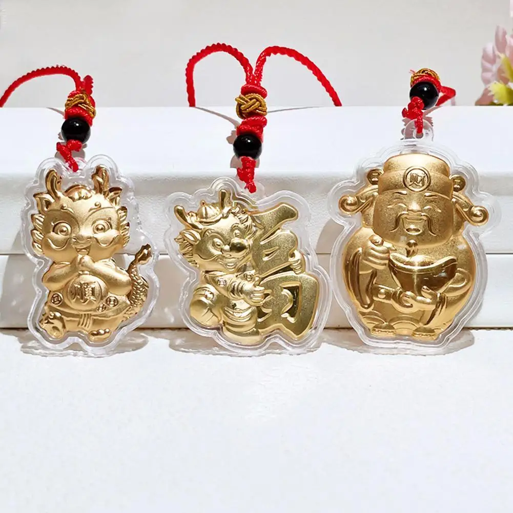 Chinese Dragon Pendant Necklace Exquisite Golden Dragon Hanging Decoration Spring Festival Gift Jewelry Accessories