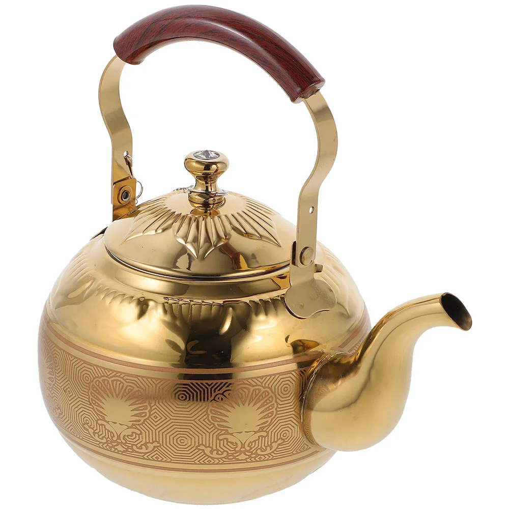 

Stainless Steel Tea Kettle: 2L Retro Golden Stovetop Pot for Fast Boiling at Home or Office