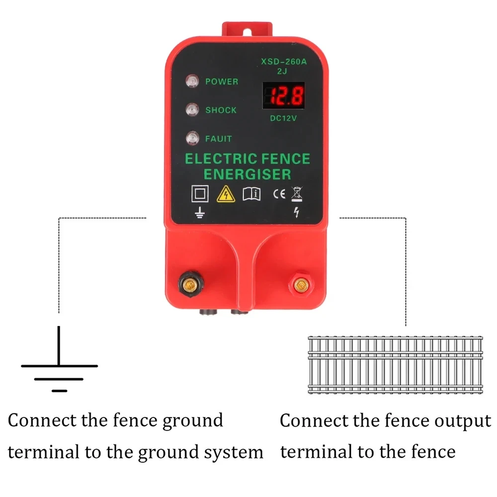 Electric Fence Energizer 10km Farm Electric Poultry Equipments Portable Power Solar Panel Electric Fence Energizer Metal Garden Fence Accessories