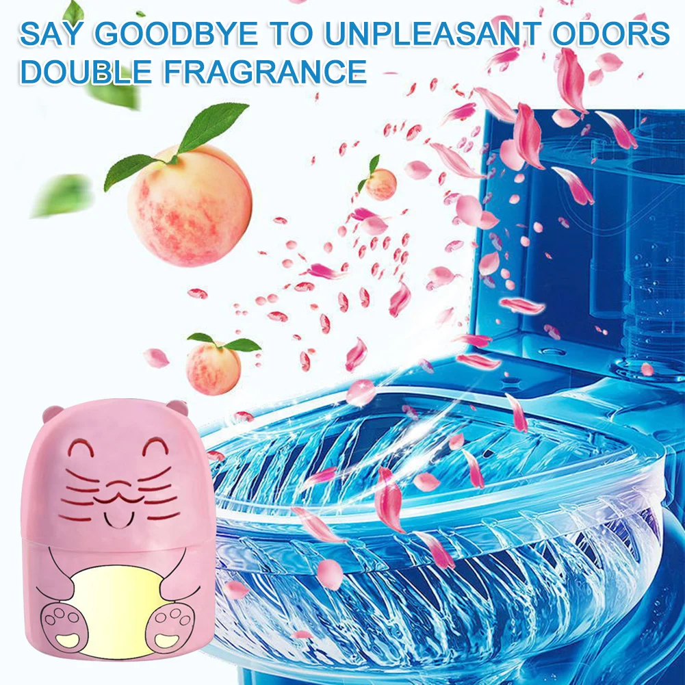 Cute Cat Shape Toilet Deodorizer with Fragrance Effective Cleaning Dirt Urine Stains Deodorizing Cleaners for Home Bathroom