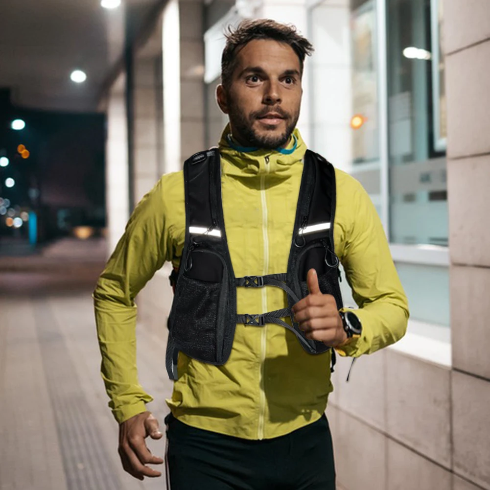 Functional Tactical Vest Reflective Storage Phone Bag with Pocket & Extra Storage Chest Bag Backpack Vest for Cycling Running 6