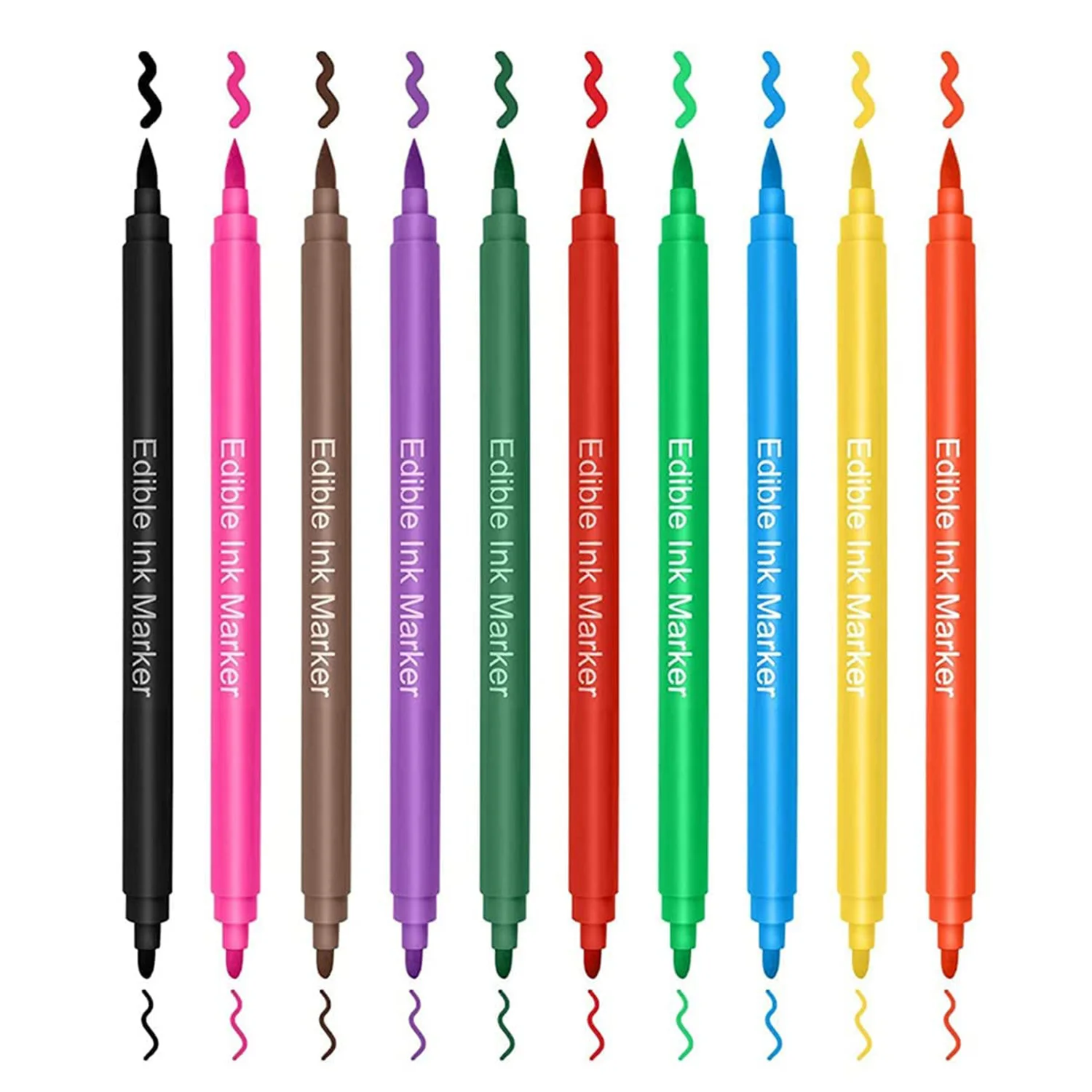Edible Markers Cookies Food Coloring Pens 10Pcs Fine and Thick Tip Food Grade Gourmet Writer DIY Fondant Cakes Frosting