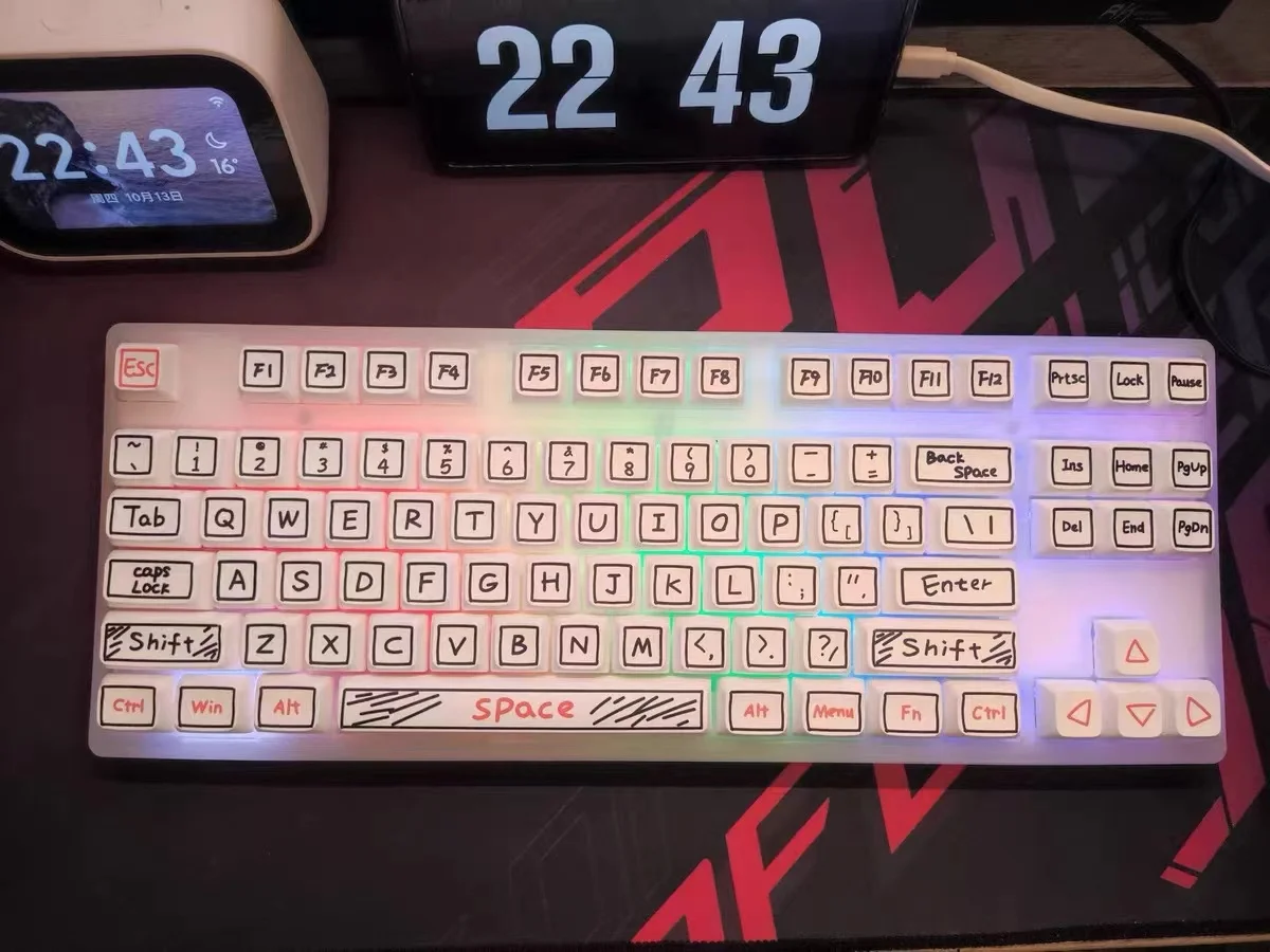 Pbt Keycaps para Teclado Mecânico Bonito Anime Key Caps Grupo Grafite Personalizado Perfil Xda Tester68 Rk61 126 Chaves - Imagem 4