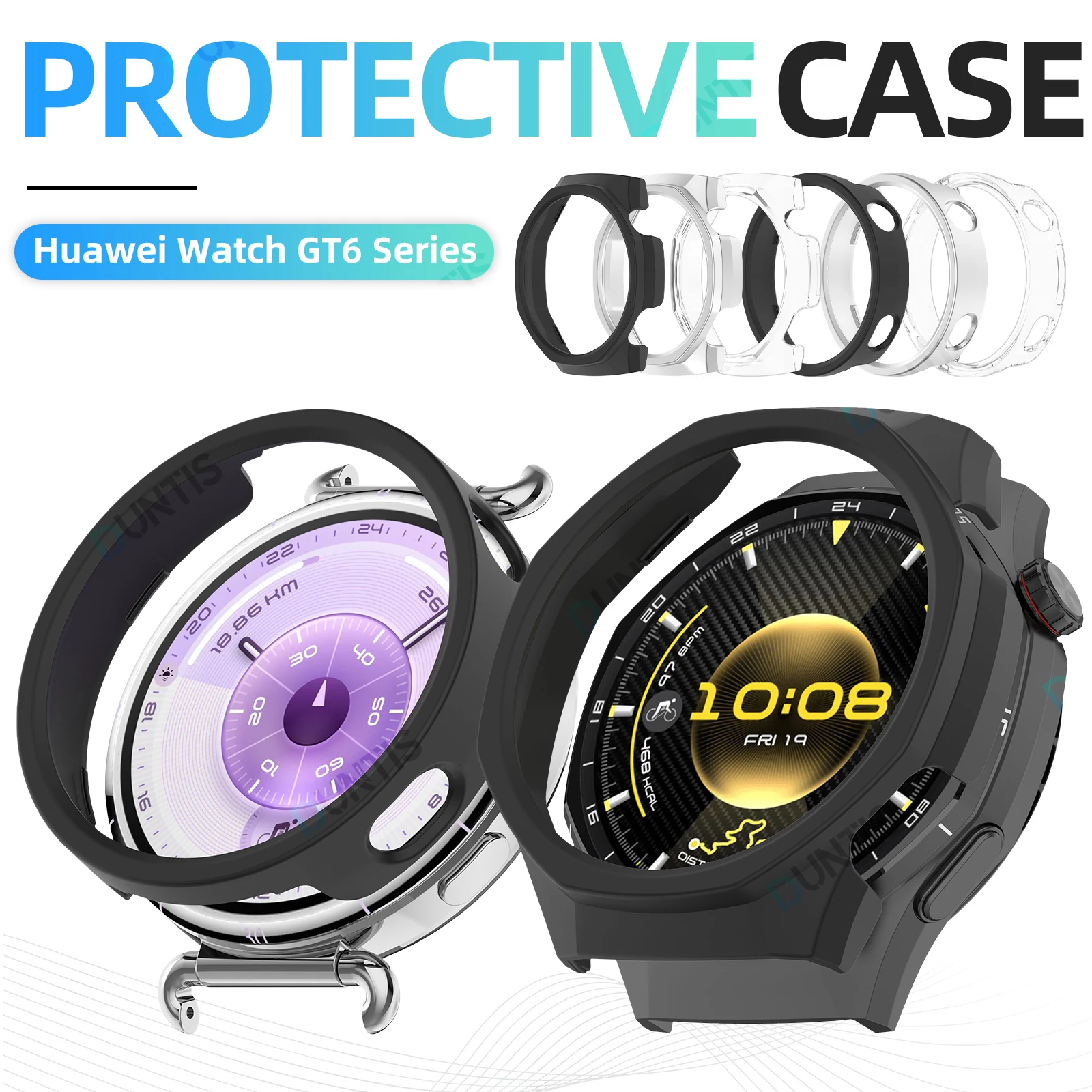Matte Slim Scratch-Resistant Protective Case for Smartwatches - Hard PC Bumper Shell Accessory