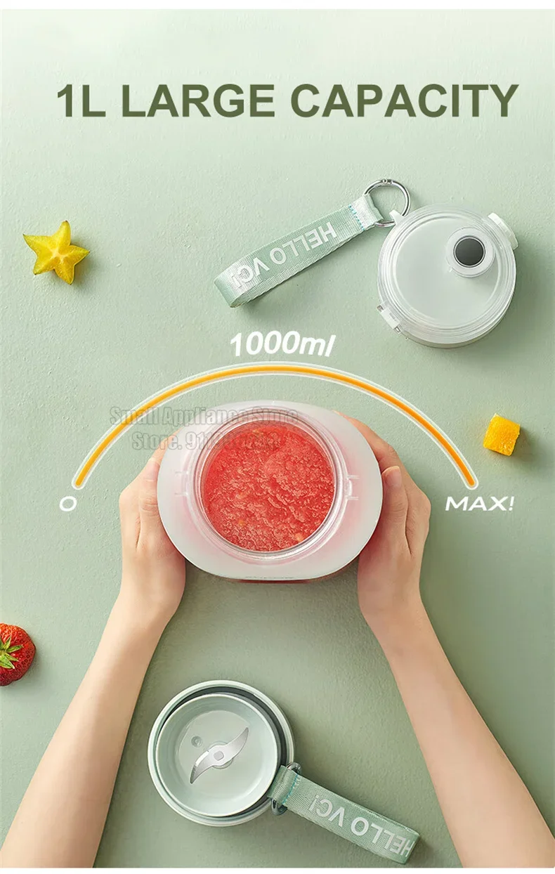 Description Picture 6 of itemSUPOR New Portable Blender 1L Electric Fruit Juicer Machine 1500mA*2 Smoothies Mixer Maker Crusher Food Processor For Kitchen