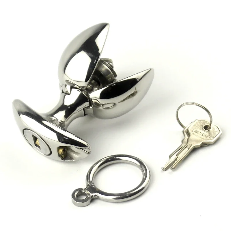 StainlessSteelAnalLockOpenableAnalPlugDilatorHeavyAnusBeadsLockSexToysForMen.jpg