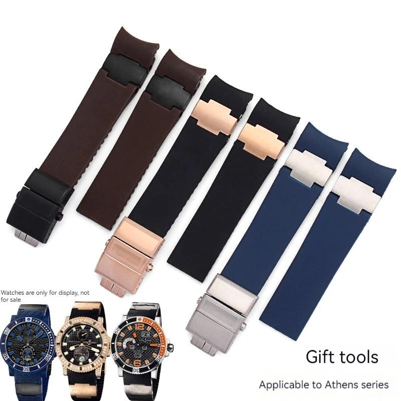 22Mm Per Ulysse Nardin Cinturino In Gomma Siliconica 263 Cinturino Curvo Subacqueo Accessori Per Orologi Da Uomo Impermeabili Con Metallo