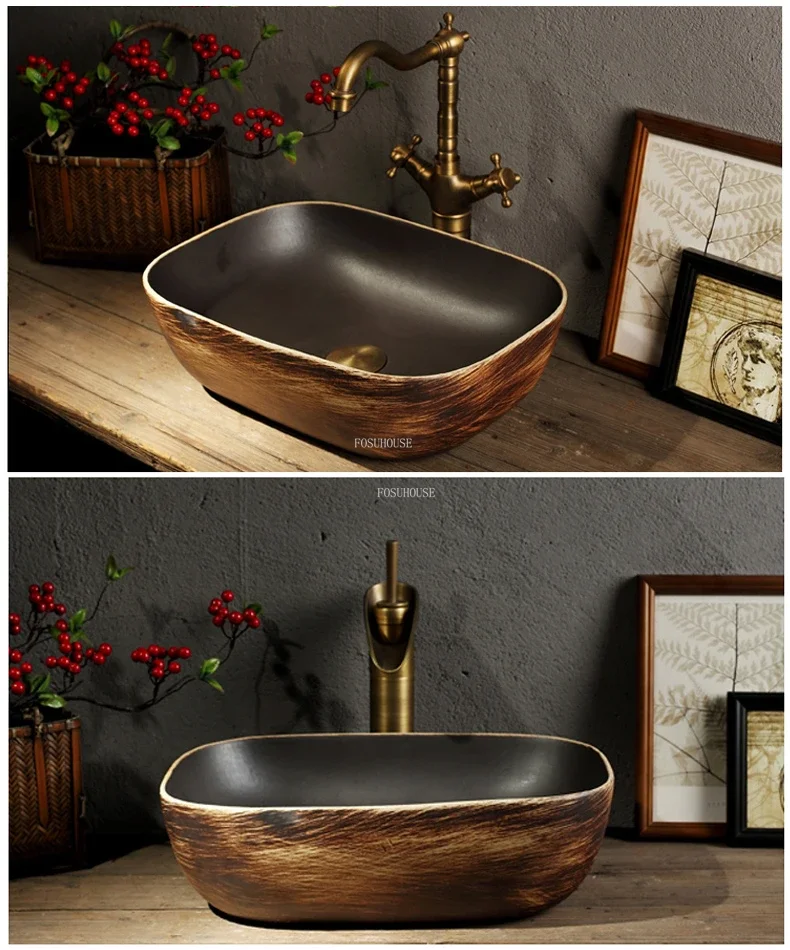 Ceramic Bathroom Sinks Oval Countertop Basin Home Bathroom Amenities Washbasin Small Art Single Basin Bathroom Washbasin N