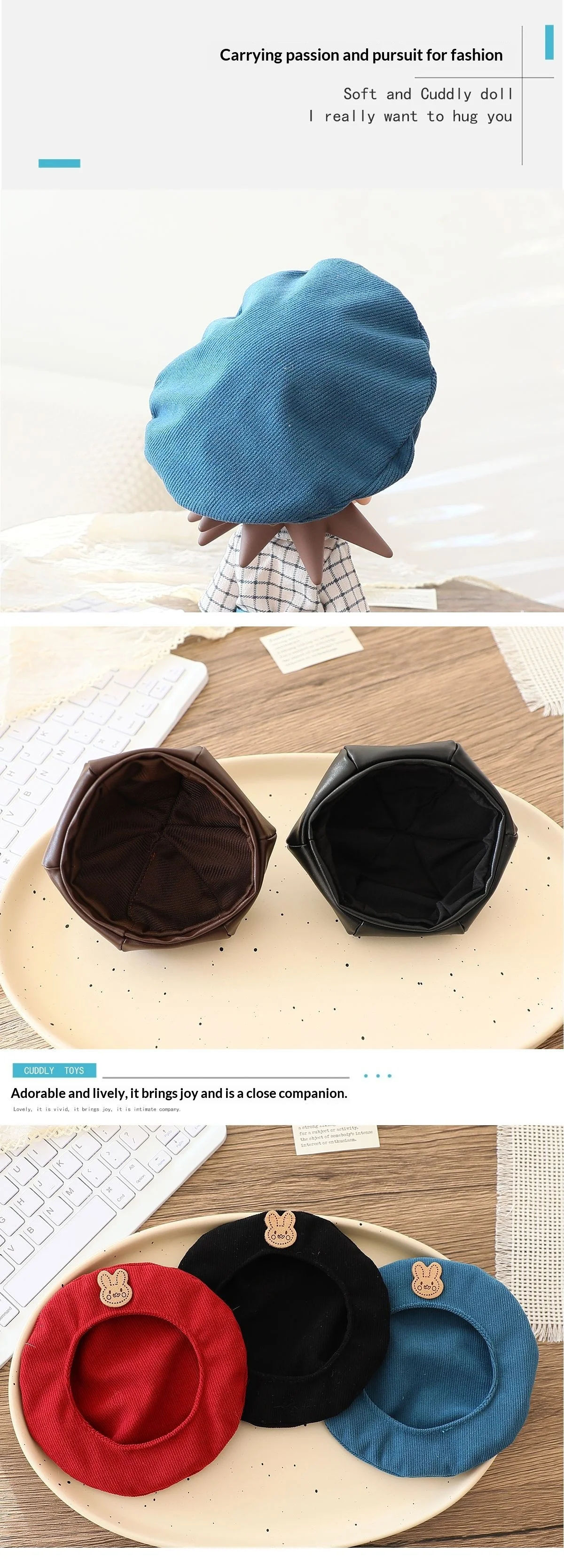 Leather hat BJD doll with joint parts, Zsiga grandma-style octagonal hat doll eight-cornered hat plush toy doll leather hat cl