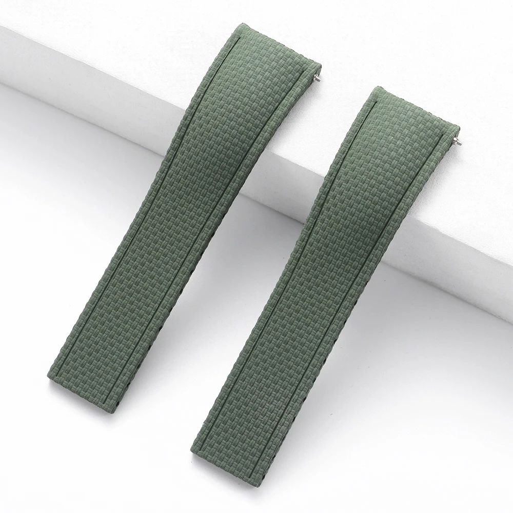 Premium Curved End Fluoro Rubber Quick Release Watch Strap - Available in Multiple Sizes
