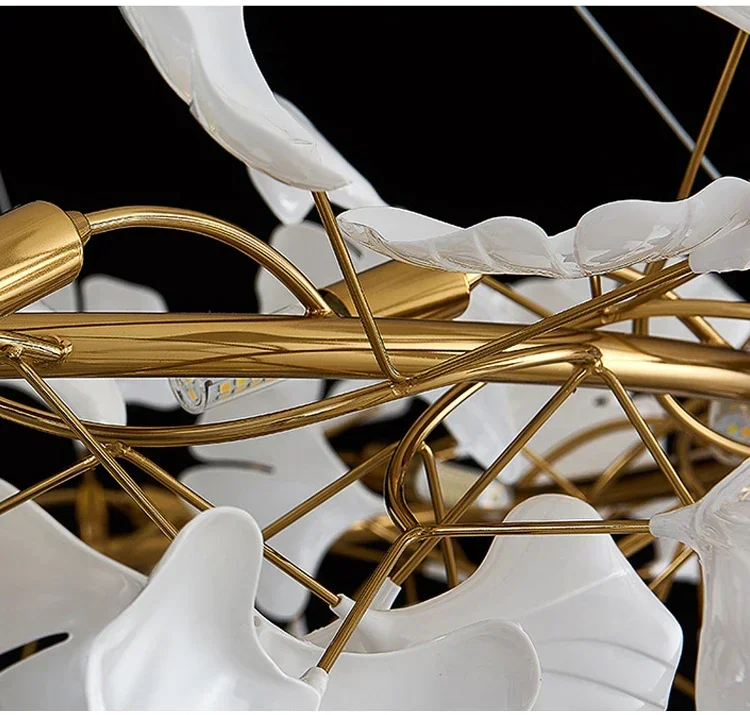 Modern Luxury Ginkgo LED Chandeliers Living Dining Room Home Pendant Lights Hotel Restaurant Decor Elegant Lights Fixture