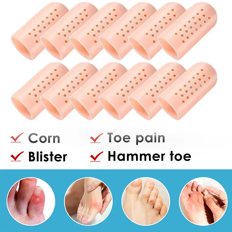 2pcs/1pair Toe Protector Thumb Care Silicone Soft Breathable Foot Corns Blisters Toe Cap Cover Finger Protection Foot Care Tool