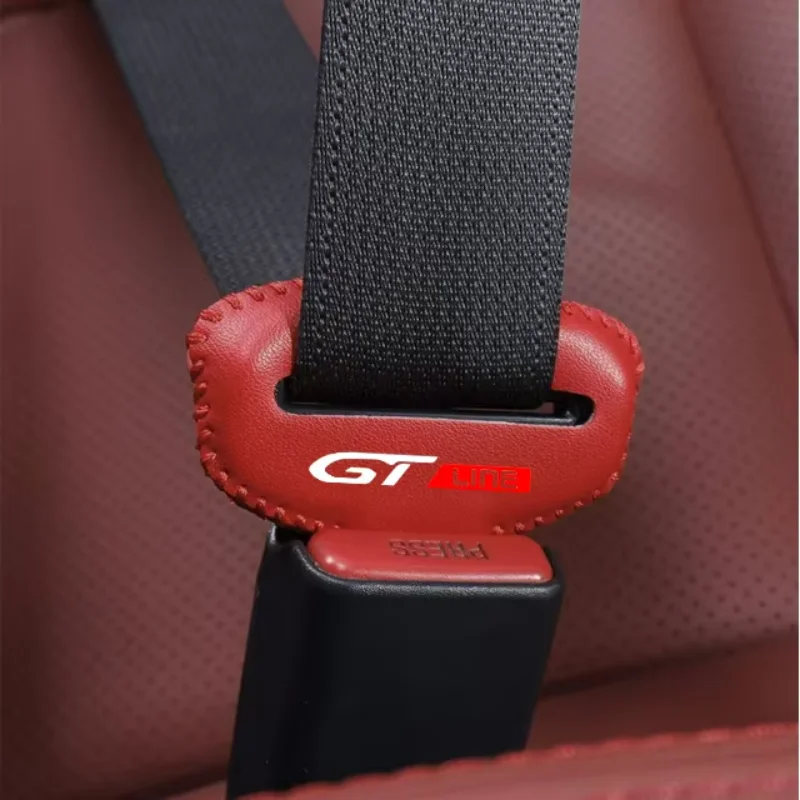 PU Leather Car Seat Belt Buckle Clip Cover Protector Anti-Scratch Case 2pcs For Peugeot GT GTLINE GTI 508 5008 3008 208 2008 308