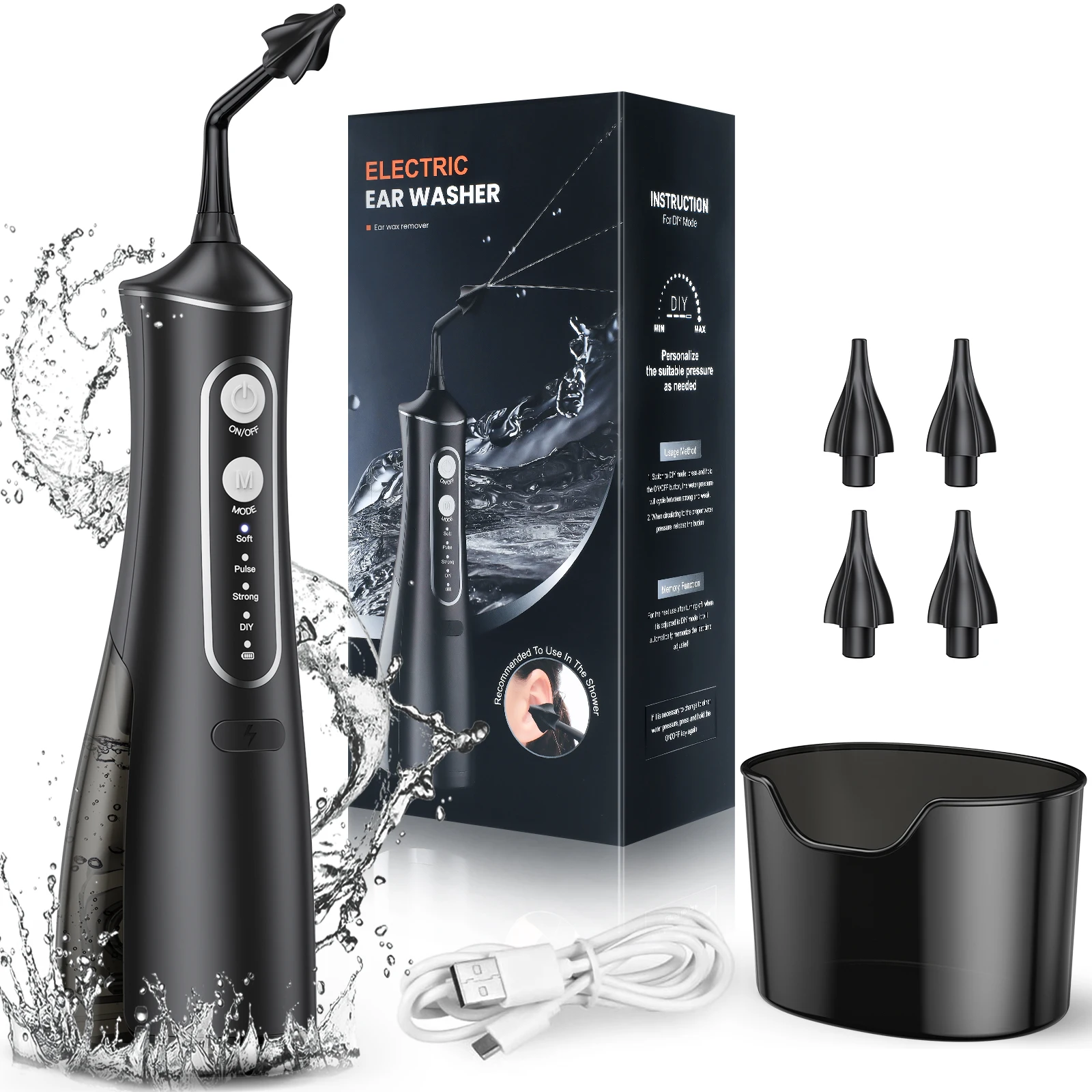 Electric Ear Cleaner 4 Modes Gentle Comfortable Safe Water Powered Ear Flush Household Portable Ear Wax Cleaner 2024 New Arrival 6