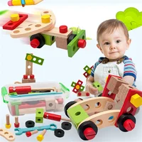 Children's Wooden Toolbox Montessori Educational Toys Nuts Screws Simulated Carpenter Assembly Repair Tools Creative Play Set 1