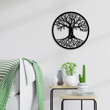 Stunning Metal Tree of Life Wall Decoration - Round Iron Art Home Wall Hanging, Perfect Sculpture Gift for Room and Home Decor 4