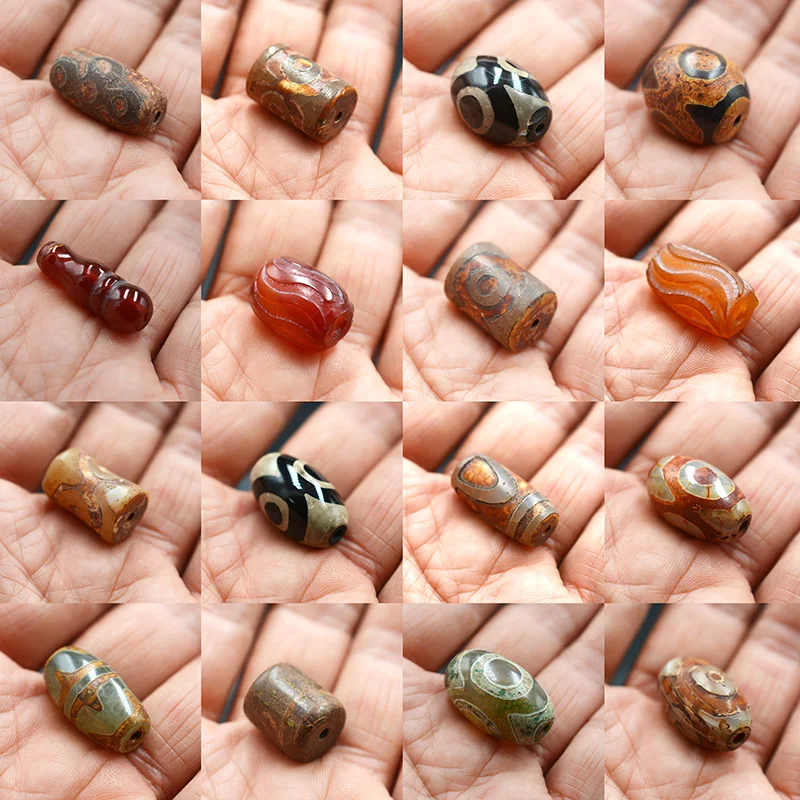 FLTMRH Natural Tibetan Beads Dzi Eyes Oval DIY Bracelet Necklace Charms stone Old Tibet ag-ates | Украшения и аксессуары