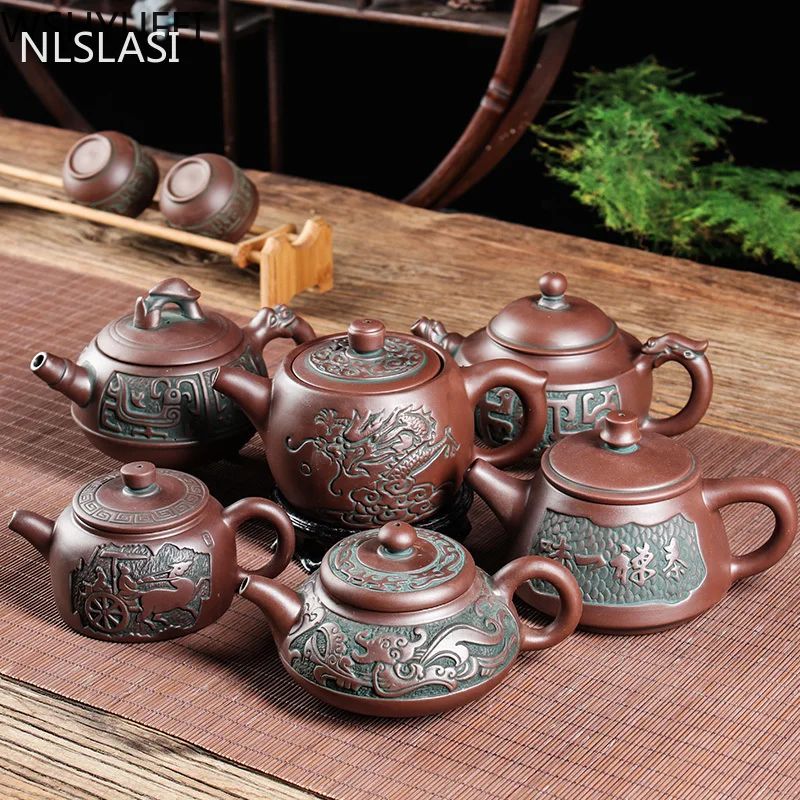 NLSLASIAuthenticYixingTeapotTeaPotRawOreCustomGiftPurpleClay