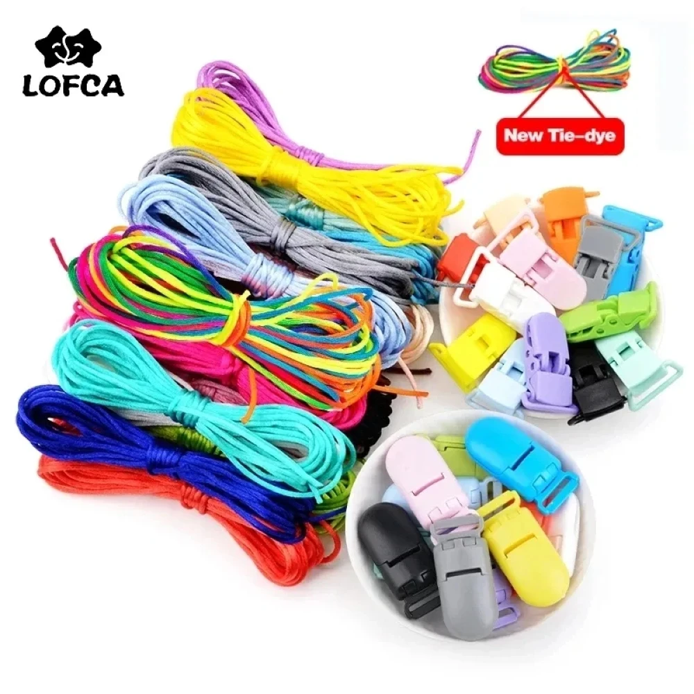 tyry hu 1 1 5 1 8mm waxed cotton cord baby teether accessories 10m rope waxed twisted string thread line for diy jewelry making LOFCA Colorful Nylon Cord  Baby Teether Pacifier Clip Accessories  DIY For Teething Necklace Jewelry Pendant Making