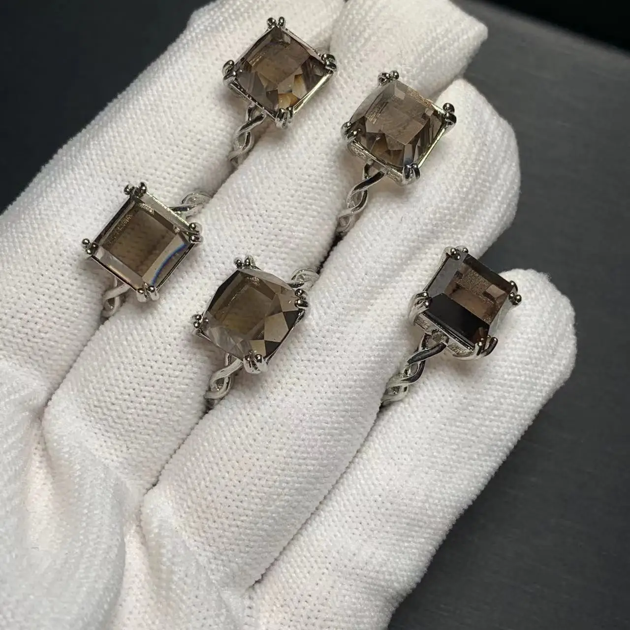 MM Natural Smoky Quartz Ring Adjustable Female Ring Jewelry for Women Gift Wholesale High Quality Vintage Fine