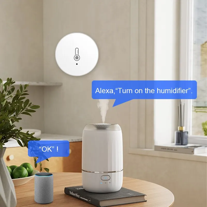 Tuya ZigBee 미니 온도 및 습도 센서 실내 습도 탐지기는 Alexa Google 홈 음성 앱 제어와 함께 작동합니다.