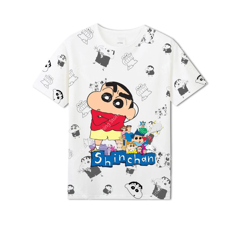 짱구 3D 프린트 트렌디 티셔츠, 남녀공용 반팔 티셔츠, 부모 자녀 의류, 여름 패션 레저 탑, 신제품 