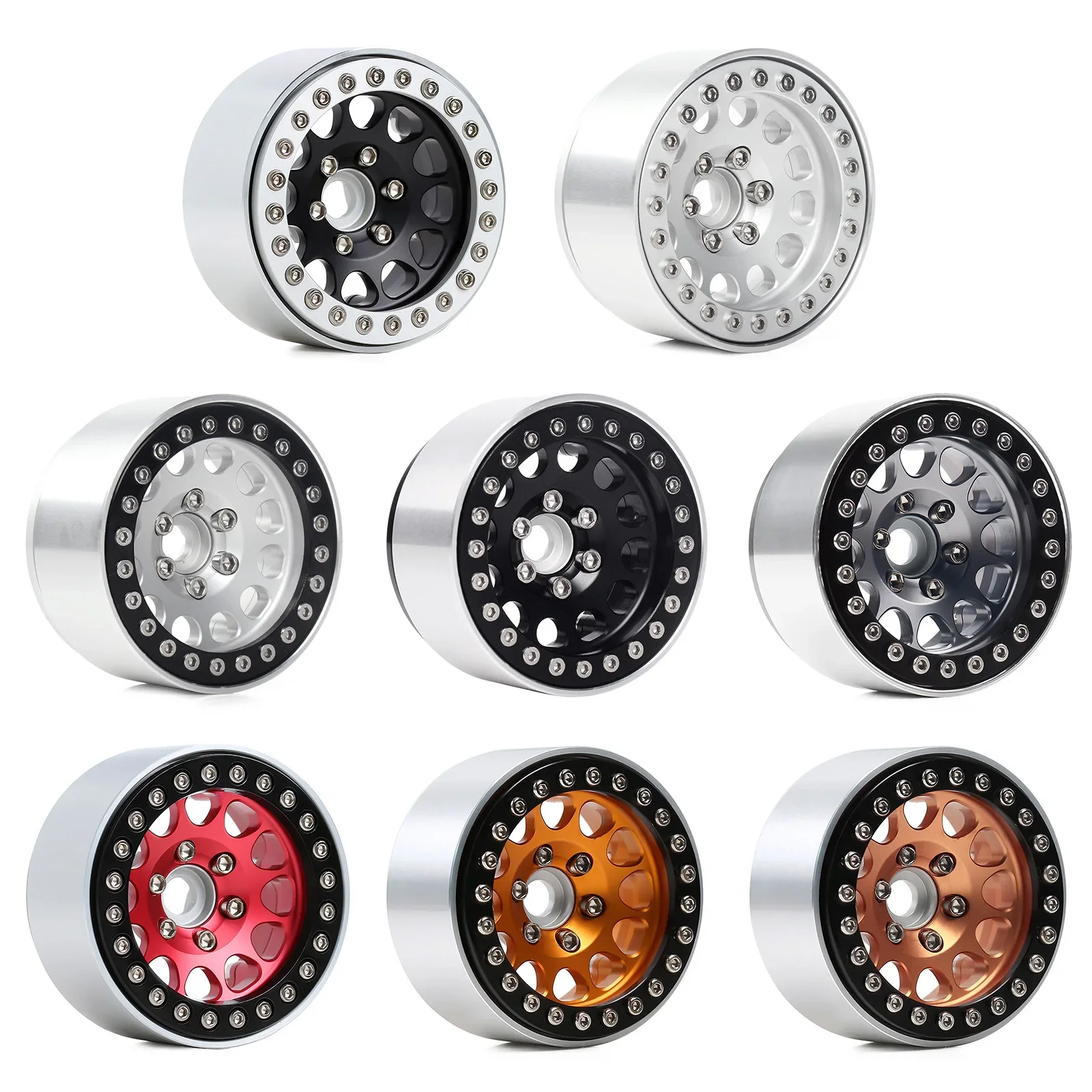 RC Crawler Wheel Rim INJORA 4Pcs CNC Aluminum Alloy 1.9 Beadlock For 1/10 RC Crawler Car Axial SCX10 90046 AXI03007 TRX4 VS4-10 Redcat Gen8