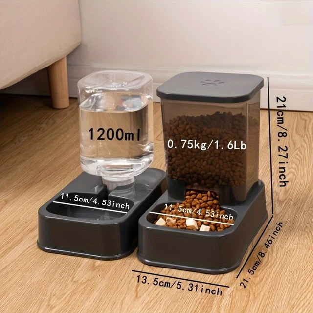 Automatic Cat and Dog Feeder with Drinker - Pet Food Bowl and Drinker Set,Smart Portion Control for Cat and Dog,Without Battery 4