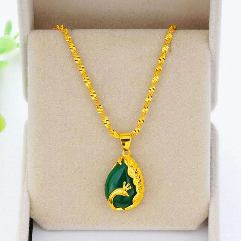 Real Jade Is A Gold Necklace Decorated With Green Jade Stock Photo -  Download Image Now - iStock