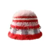 Y2k Knitted Hat For Women Fall Winter Warm Plush Striped Fisherman Hat Fluffy Cozy Elastic Stretch Knit Cap 6