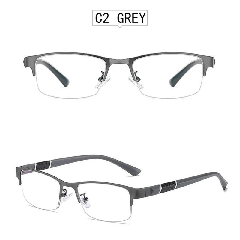 3PCS Anti Blau Lesebrille Männer Halbrahmen Gläser Business Stil Männliche Brillen Für Alte Menschen Gläser Mit grade + 100 ~ + 400 – Detail 7