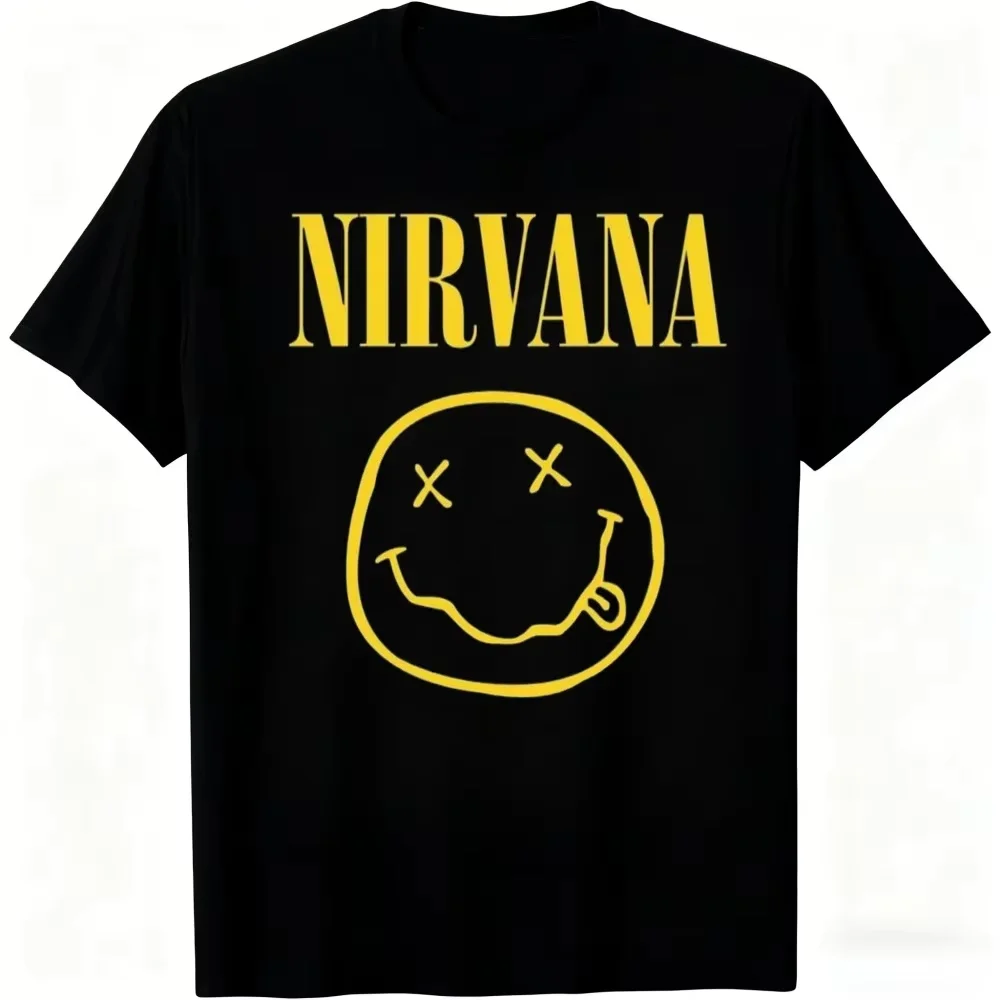 Neues Nirvana Rock Band Herren-T-Shirt im Hip-Hop-Stil, übergroßes Y2K-T-Shirt für Herren und Damen, lässige, lockere Outdoor-Street-Unisex-Kleidung