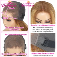 Princess Hair-Perruque sans colle de cheveux humains pré-épilés, perruque droite en surbrillance, perruque prête à porter, HD Lace Frmetals 6