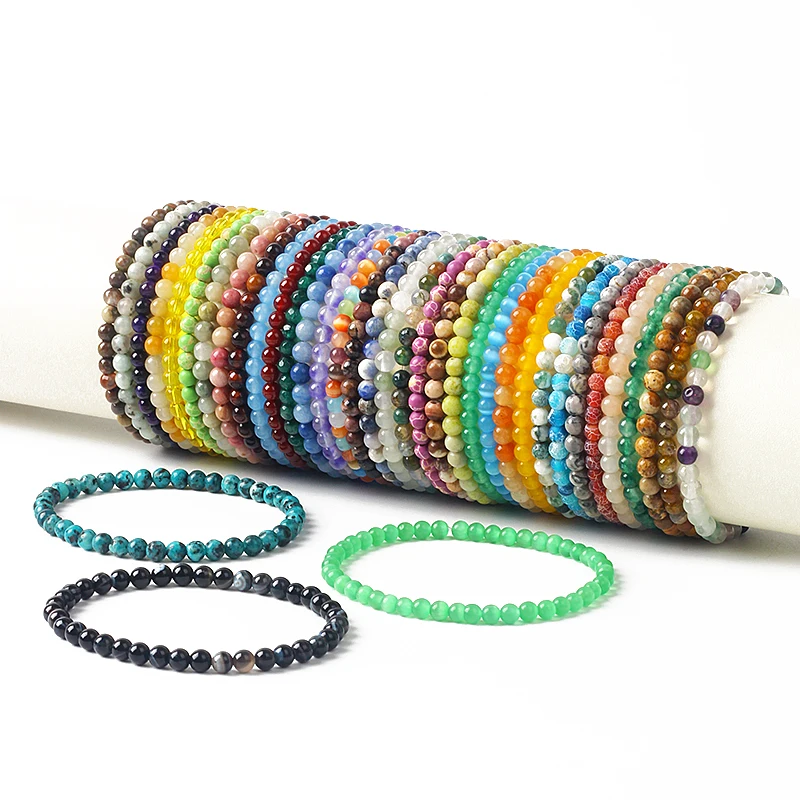 

4mm Mini Natural Beads Bracelets for Women Men 6mm Energy Stone Yoga Healing Charm Bracelet Friendship Yoga Jewelry Dropshipping