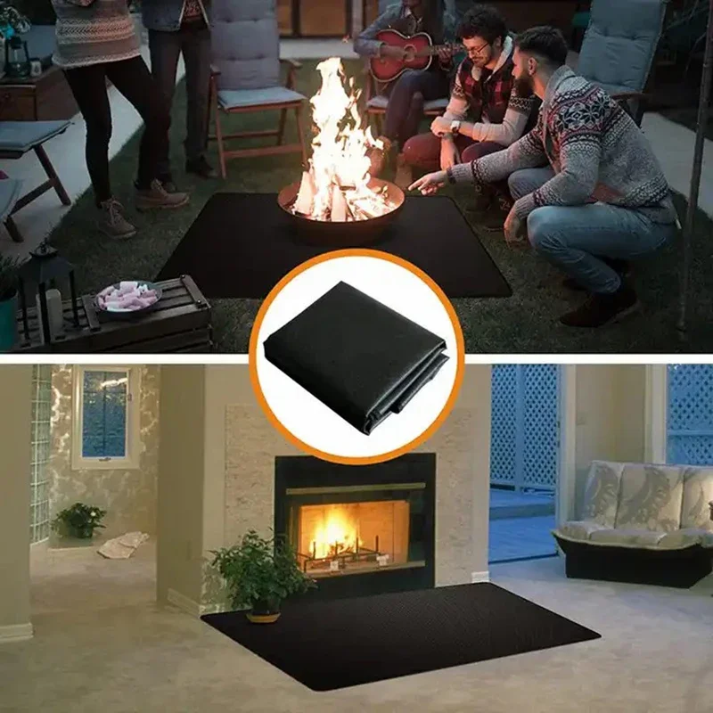 Reusable Large Fiber Coating Fireproof Fire Pit Mat Premium Deck and Patio Grill Mat BBQ Under Grill