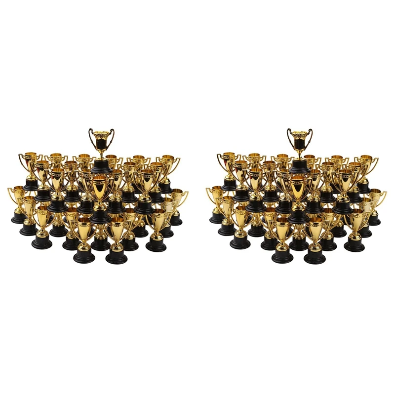 

80Pcs Golden Award Trophy Cups Plastic Gold Trophies Mini Awards And Trophies Kids Classroom School Rewards Sports